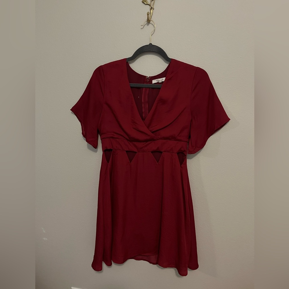 Honey Belle Burgundy Cut-Out Mini Dress